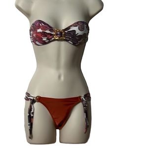 Bambu bikini swimsuit butterfly design with adjustable bottoms size Petite Small